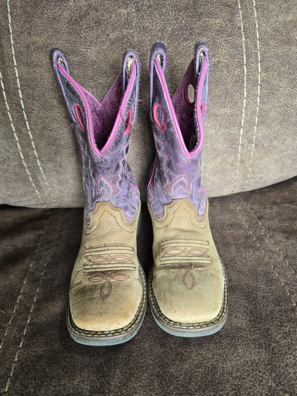 Girls Pink and Purple Western Cowboy Boots - Youth